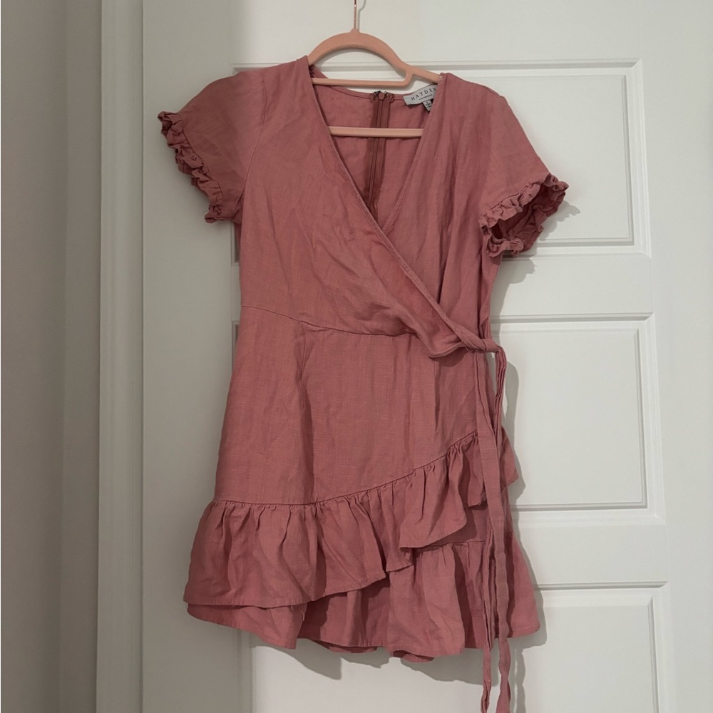 Elegant Pink Wrap Dress
